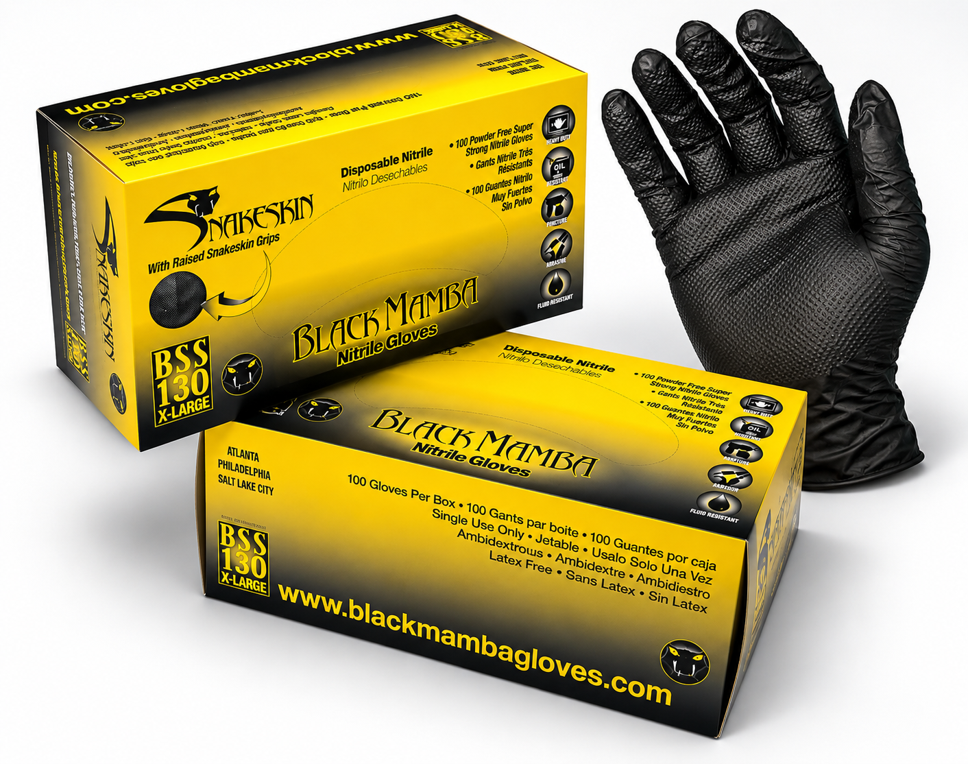 Black Mamba Snakeskin Grip Nitrile Gloves, 8 Mil